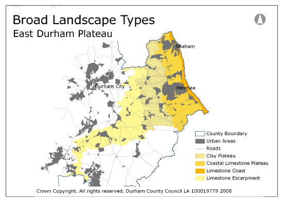Broad Landscape Types - East Durham Plateau Map