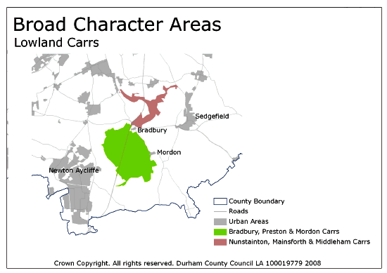 Broad Character Areas - Lowland Carrs Map