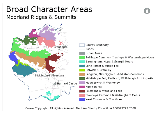 Broad Character Areas - Moorland Ridges & Summits Map